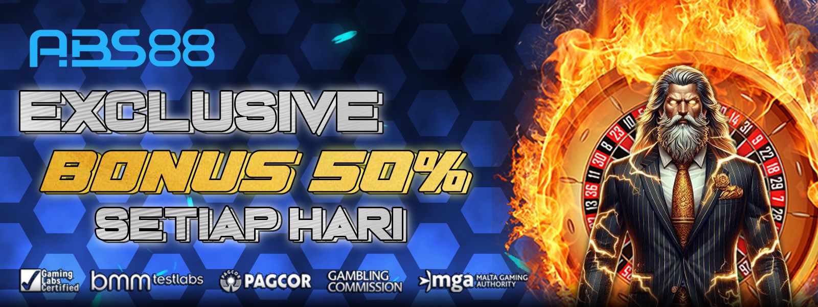 EXCLUSIVE BONUS 50% SETIAP HARI HANYA DI ABS88 