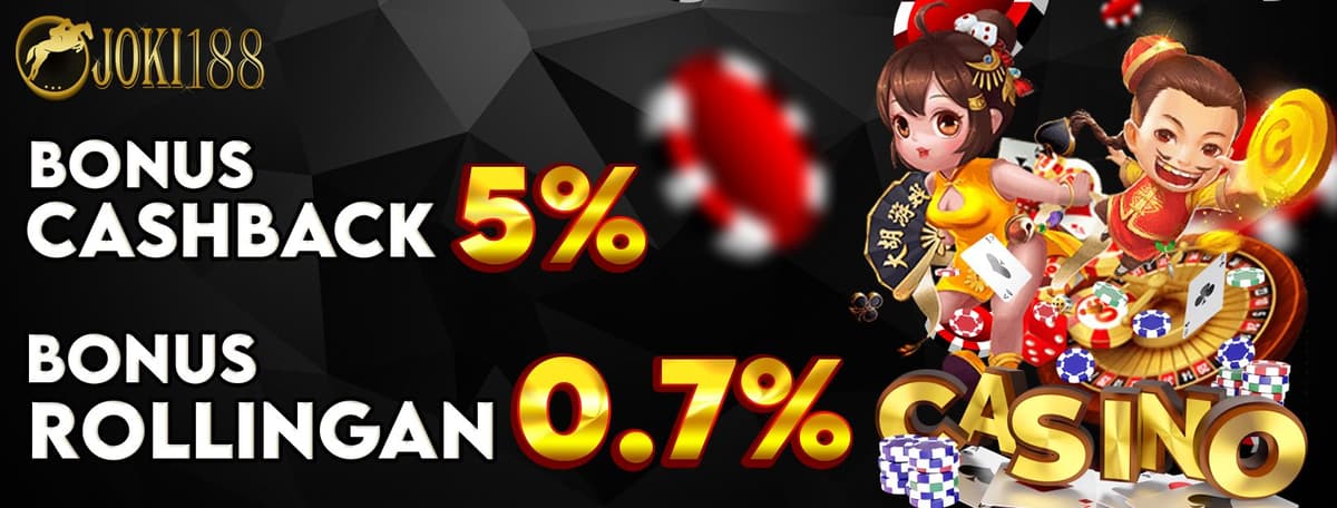 BONUS CASHBACK 5% LIVE CASINO DAN SLOT Banner