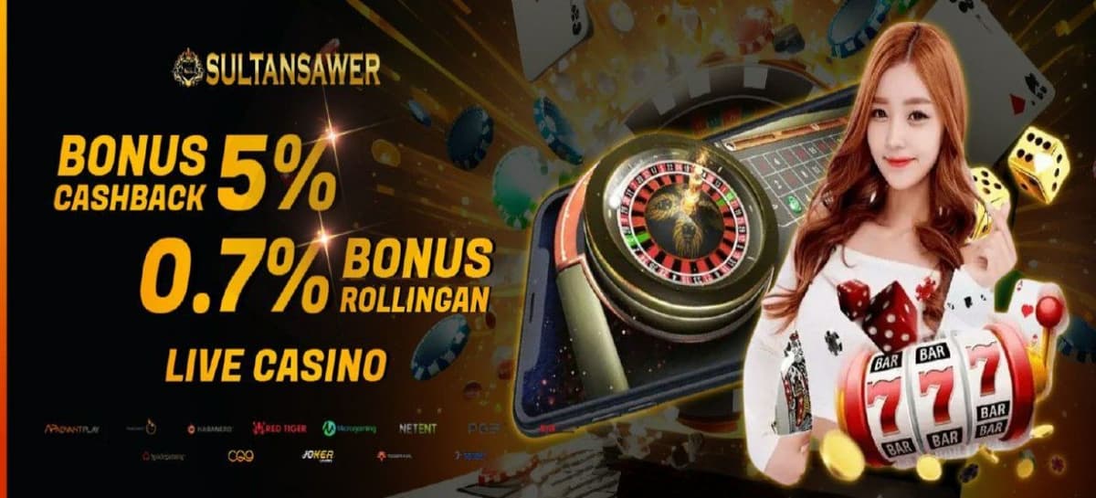 BONUS CASHBACK 5% LIVE CASINO DAN SLOT SETIAP MINGGU