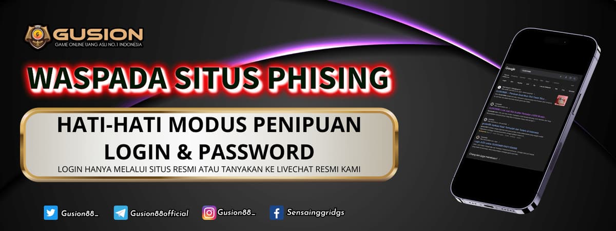 WASPADA SITUS PHISING GUSION88 Banner