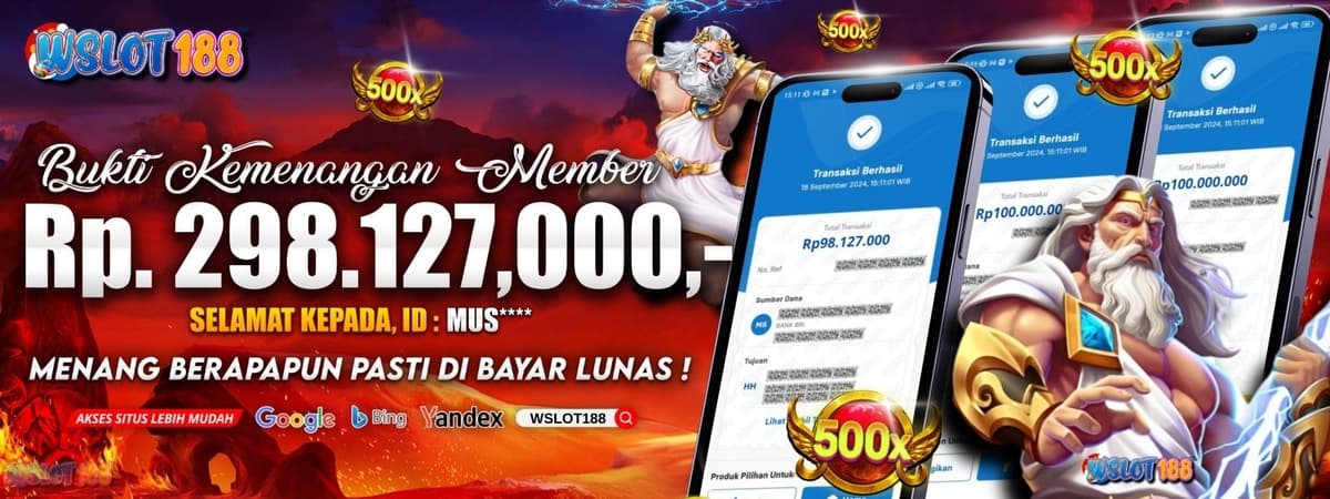 BUKTI KEMENANGAN WSLOT188 Banner