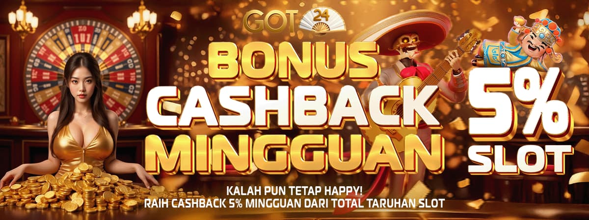 BONUS CASHBACK MINGGUAN SLOT 5% Banner