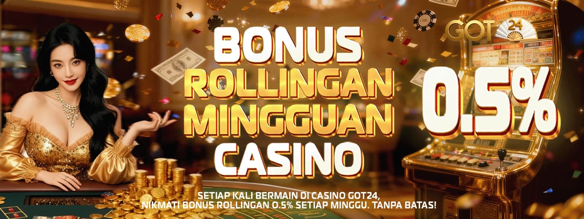 BONUS ROLLINGAN CASINO 0.5% Banner