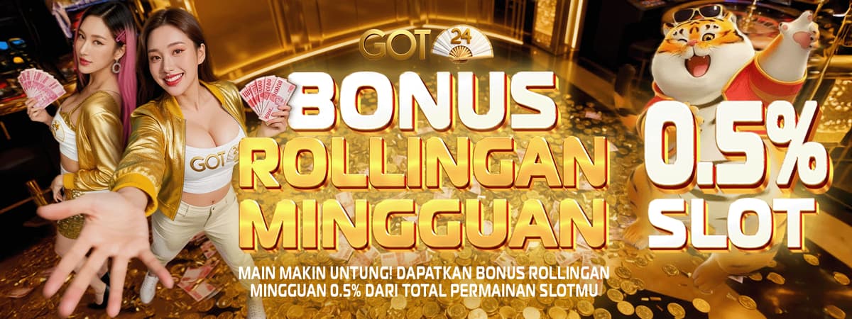 BONUS ROLLINGAN MINGGUAN SLOT 0.5% Banner