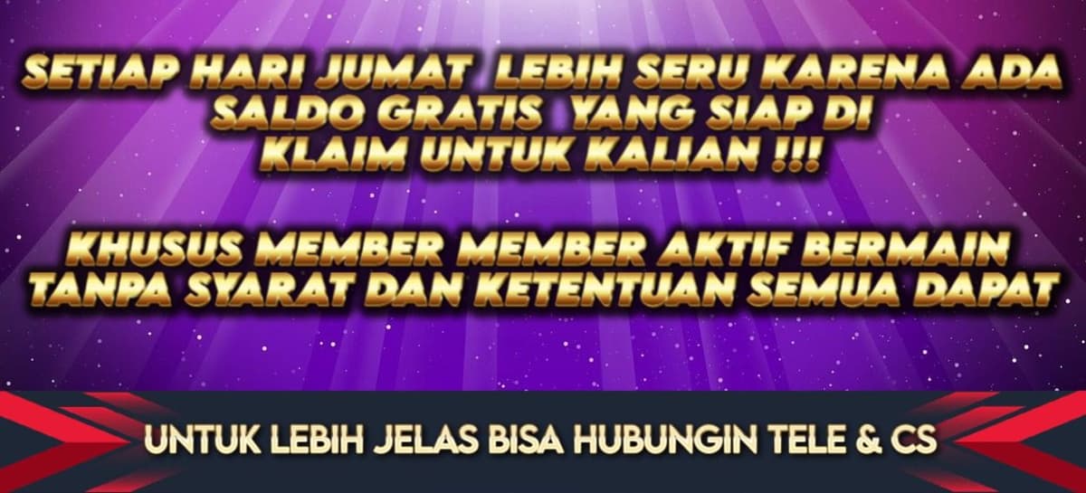 BONUS GRATIS SETIAP HARI JUMAT