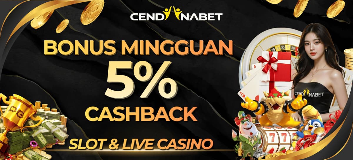 Promo BONUS CASHBACK 5% SLOT GAMES & LIVE CASINO SETIAP MINGGU