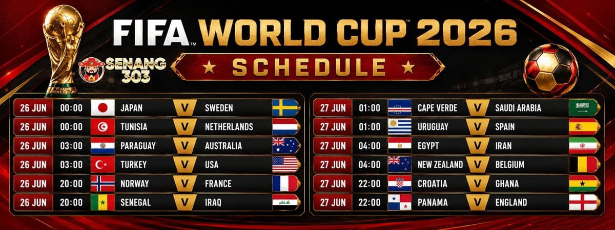 Jadwal Terbaru World Cup 2026 - SENANG303 Banner