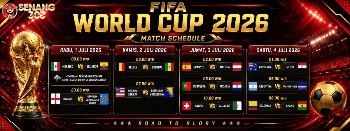 Jadwal Terbaru World Cup 2026 - SENANG303 Banner