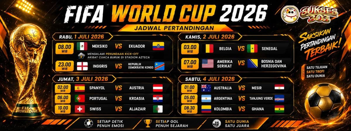 Jadwal Terbaru PIALA DUNIA 2026 - SUKSES303 Banner